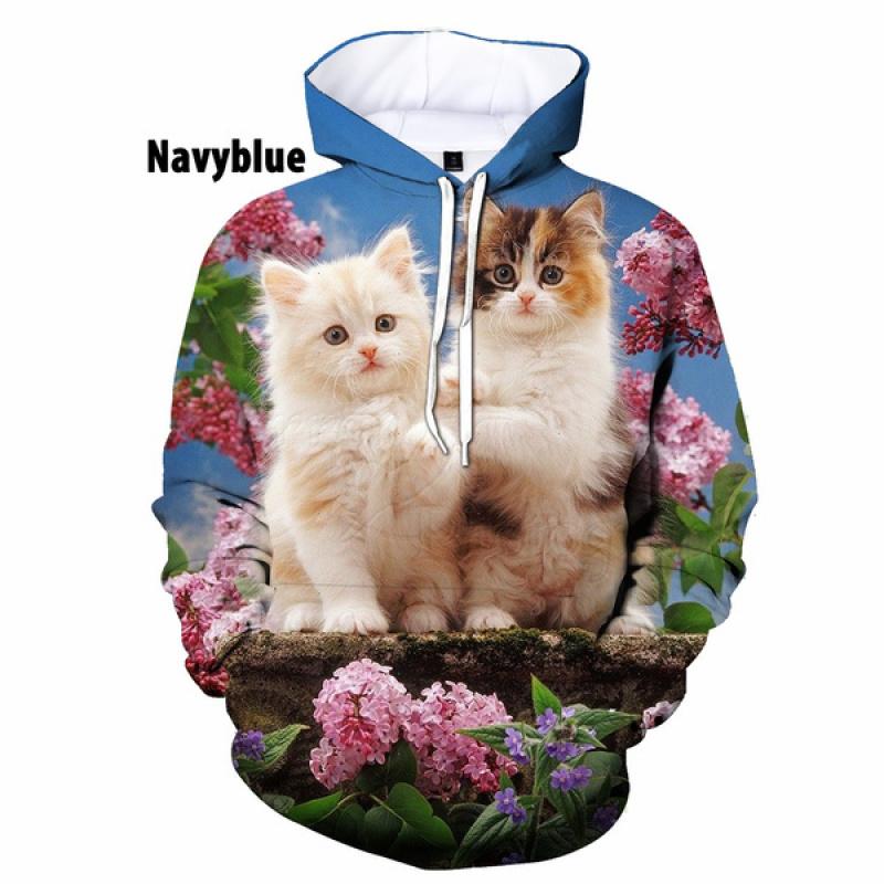 Модные милые толстовки с 3D-принтом животных и кошек, повседневные мужские/женские пуловеры с капюшоном