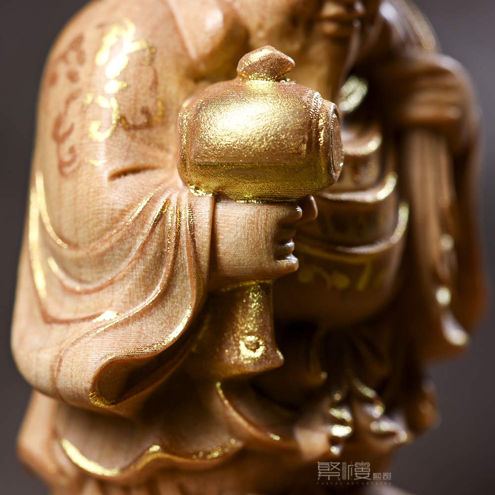 Hanro Art Sculpture Buddha Statue, Daikokuten, One of the Seven Lucky Gods, Brings Good Fortune (6cm High X 3.5cm Wide X 3cm Deep), Promotes Business