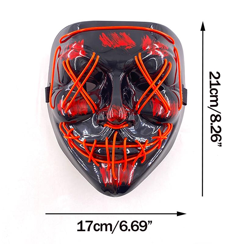 Wireless Halloween Neon LED Purge Mask Masque Masquerade Party Masks Light Grow In the Dark Horror Mask Glowing Masker