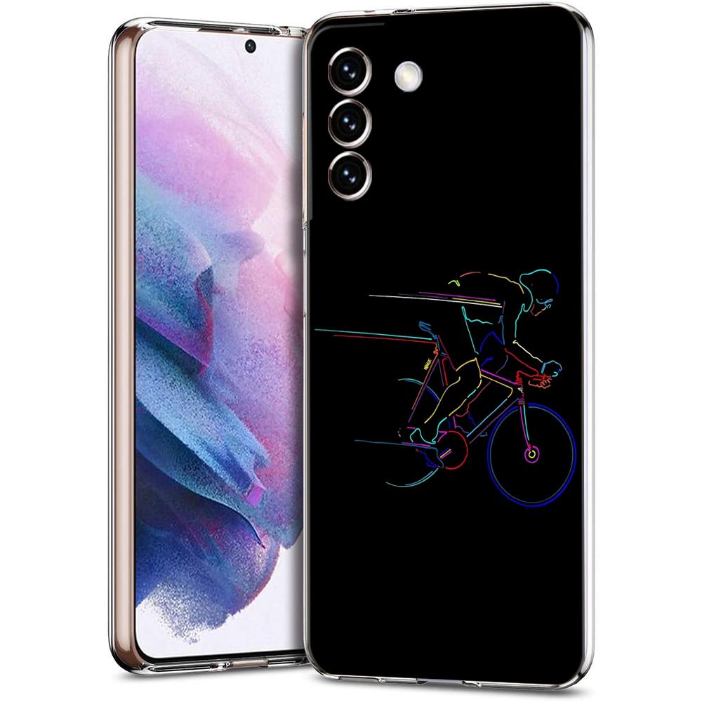 Phone Case For Samsung Galaxy S24 Ultra S23 FE S22 S20 S21 5G S10 S9 Plus S10E S8 Silicone Clear Mountain Bike Cycling art Cover