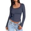 European & American Women's Slim-fit Milk Silk Long-sleeve Navel-baring T-shirt - Autumn Fashion Pullover.