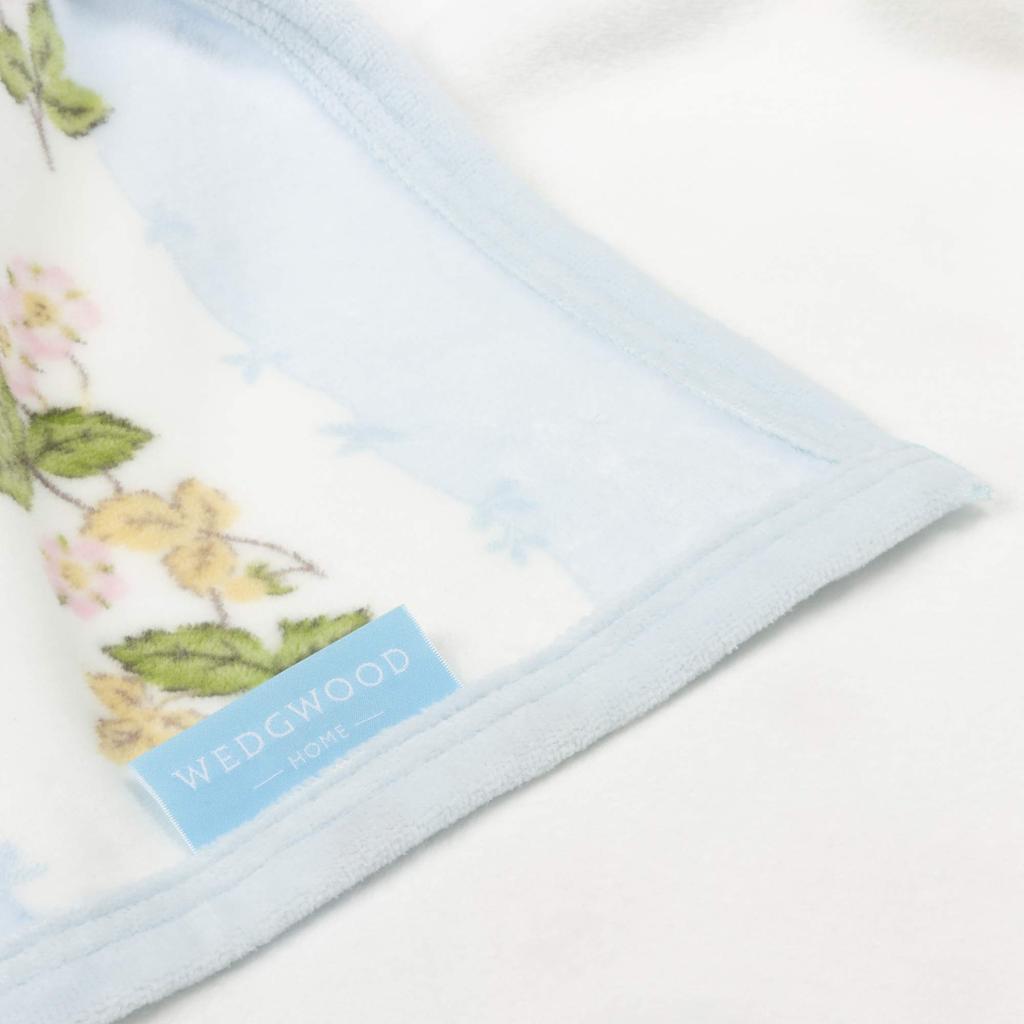 Nishikawa Wedgwood Wild Strawberry Cotton Blanket, Single, 100% Cotton, Made In Japan, Blue, FQ00101005B