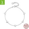 Simple Love Whole Body Silver Bracelet, Sweet Girl Heart S925 Sterling Silver Heart Bracelet Jewelry