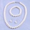 3pcs/set Faux Zircon Beaded Necklace & Bracelet & Earrings Set Elegant Round Bead Chain Zircon