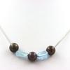 Stones and Minerals. Mogok Ruby, Burma, Myanmar 8mm + Aquamarine Pearl Necklace Stainless Steel Chain.