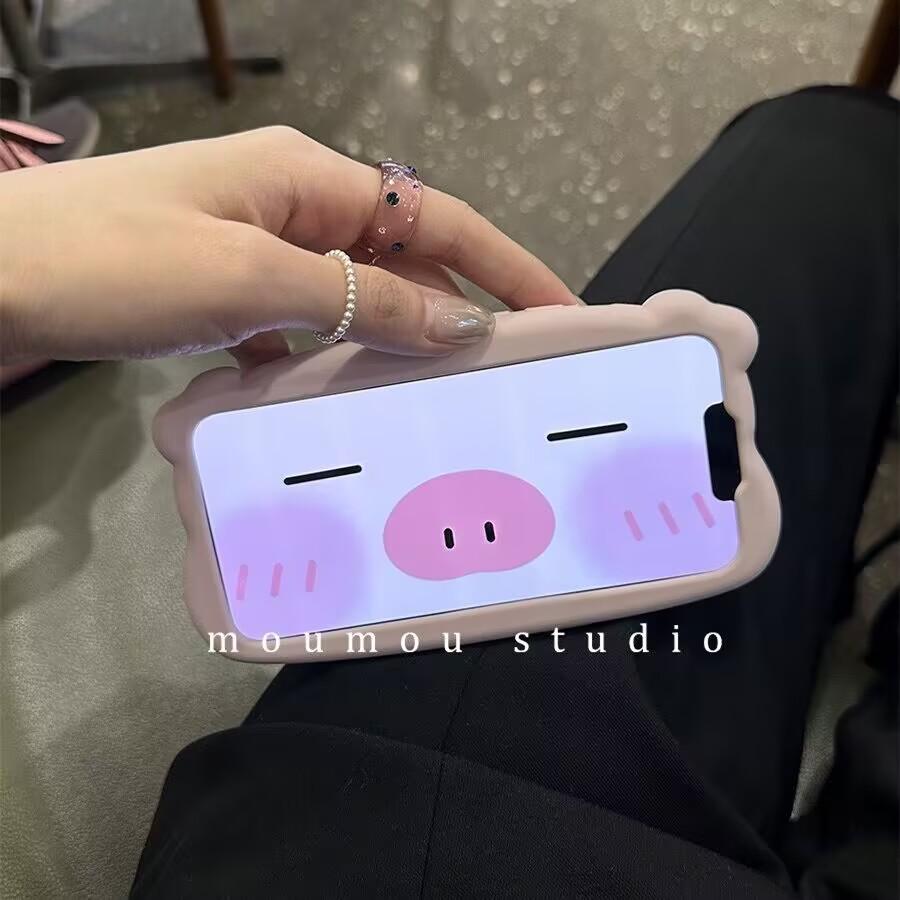 Pig Nose Stand Holder Phone Case For iPhone15 14 Pro Max 12 13 11 XS XR Mini Cute Funny Soft Silicone Protective Cover Bracket