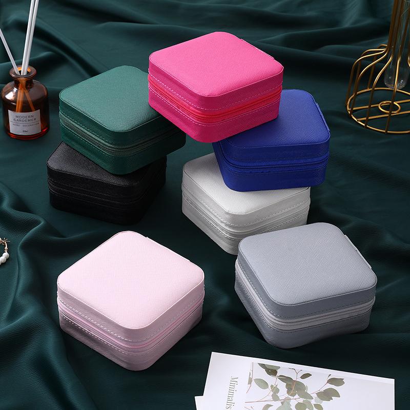 Органайзер для ювелирных изделий, квадратный небольшой витринный шкаф для ювелирных изделий, дорожная портативная шкатулка для хранения ювелирных изделий, держатель для сережек и колец