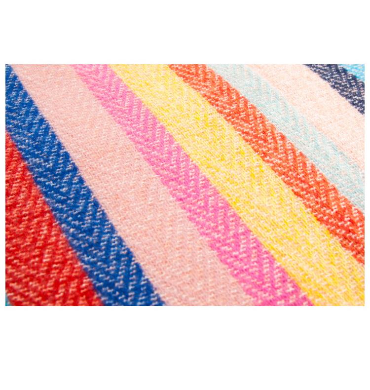 Квадратный шарф из полиэстера в полоску с кисточками, женский шарф, шаль