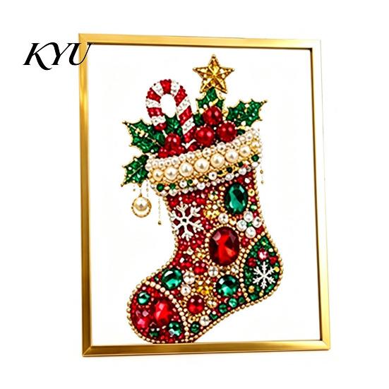Creative Christmas Gift for Family DIY Faux Crystal Beaded Painting Tree Kit, Sparkling Holiday Artistic Gemstone Set Craft Set, 3D Gem Beads