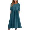 Women's Summer Solid Color Round Neck Half Sleeve Casual Long Solid Color Dress