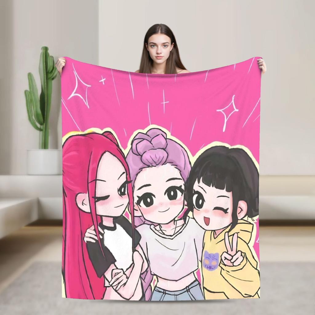 K-KPop Demons Hunters Blanket Soft Fluffy Plush Throw Blanket For Children Living Room Flannel Bedspread Bed Cover