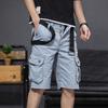Men Summer Cargo Shorts with Pockets Soft Breathable Solid Color Sports Work Shorts Outdoor Casual Cargo Trousers
