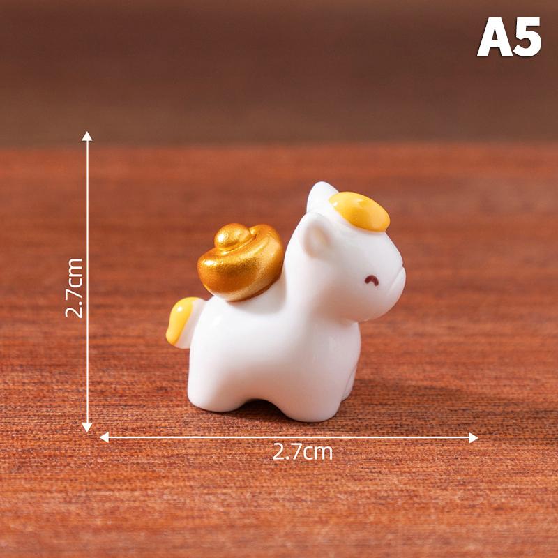 Hot Sale 2026 New Year Figurines Miniatures Cartoon Lucky Horse Micro Landscape Ornaments Home Desk Decorations Room Decor Gift