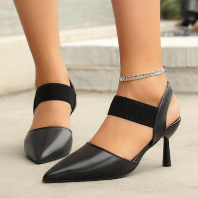 Мода Женская Мода Сексуальные Тонкие Туфли на Высоком Каблуке Ремешок на Щиколотке Туфли-Слингбэки с Открытой Пяткой Роскошный Бренд Острый Носок Кожаные Туфли Zapatos