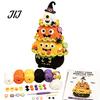 Crochet Supplies with Tools Halloween Tree Kit, DIY Black Cat Pumpkin Witch Beginner Friendly Yarn Craft Hat Ghost Crafting Kit for Holiday