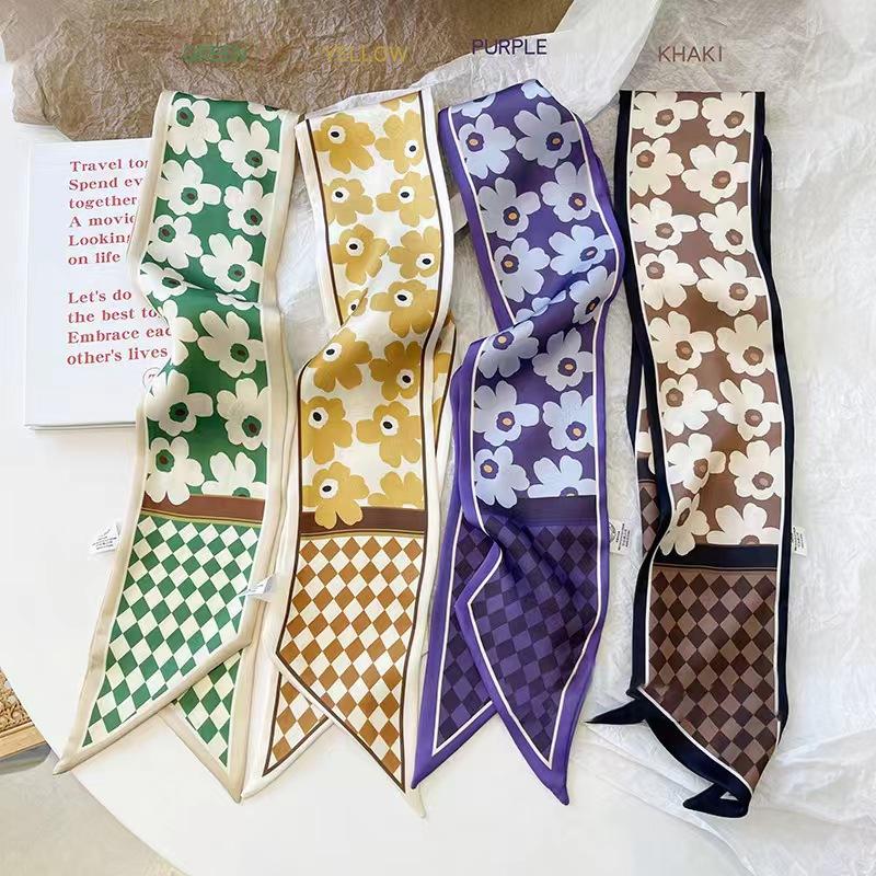 Multifunctional Pastoral Style Flower Printed Hair Band Headwear Scarves 6.5cm*90cm