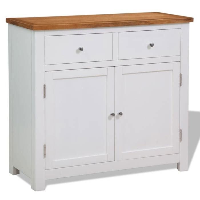 Buffet bas - Maison Exclusive - Chêne massif & acacia - 90 x 33,5 x 83 cm - 2 tiroirs et armoire