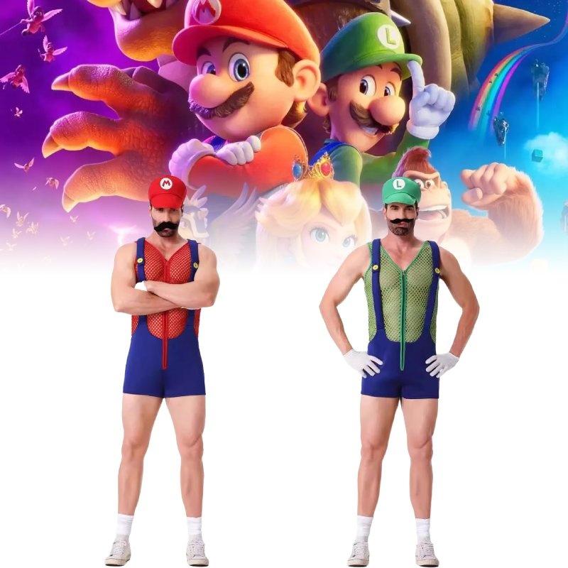 Trendy Cosplay Mario Adult Costume Featuring Hat Gloves Mustache And Overalls