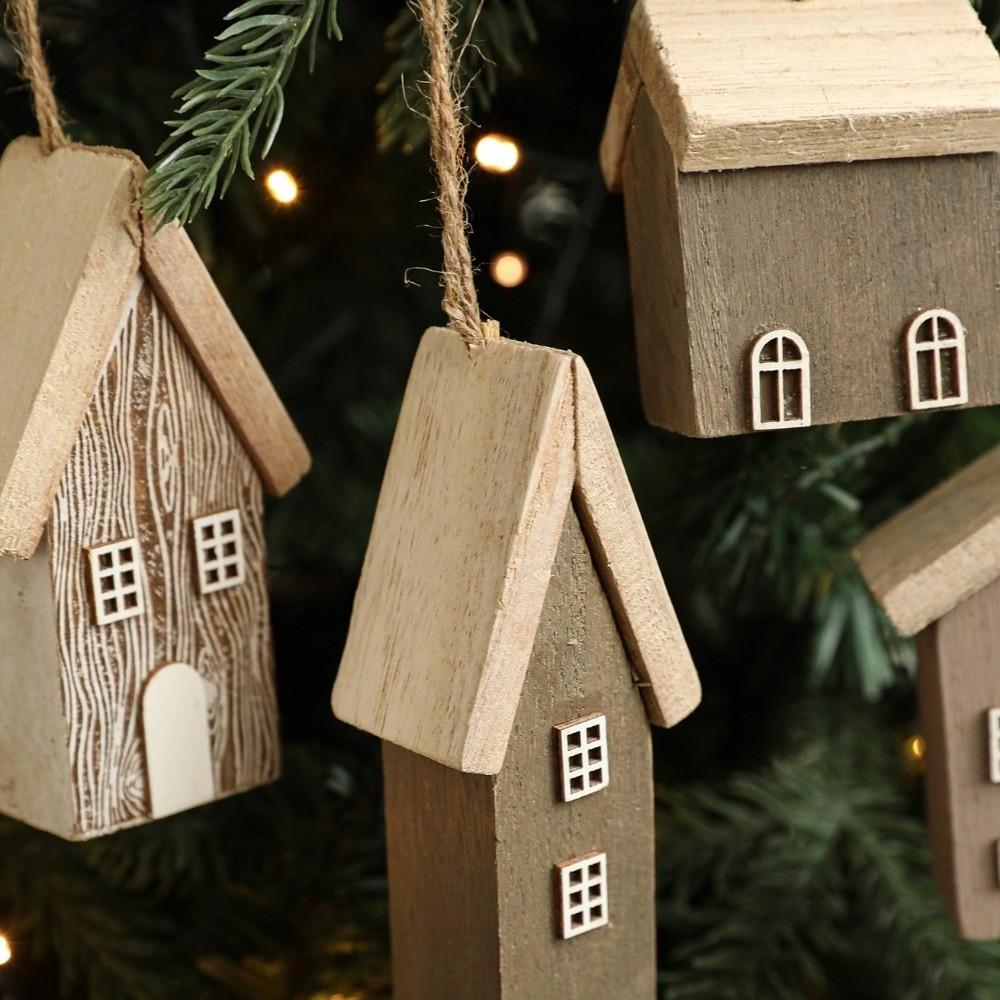 Сделай сам Рождественский домик Подвеска Деревенская подвеска Бревенчатый домик Украшение Праздничное украшение