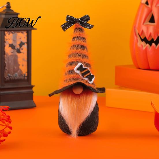 Realistic Halloween Ornaments Gnome Decor, Cute Gradient Ghost Figurine, Faceless Statue Cool Patterns for Party Shelf Table, Spooky Ornament