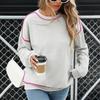 New Autumn and Winter Style Pullover Round Neck Contrasting Color Loose Hoodie for Women