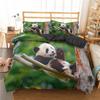 Panda Duvet Cover Set 3D Printed Wild Animal Cute Panda Comforter Cover Twin Queen King Sizes for Kids Polyester Bedding Set