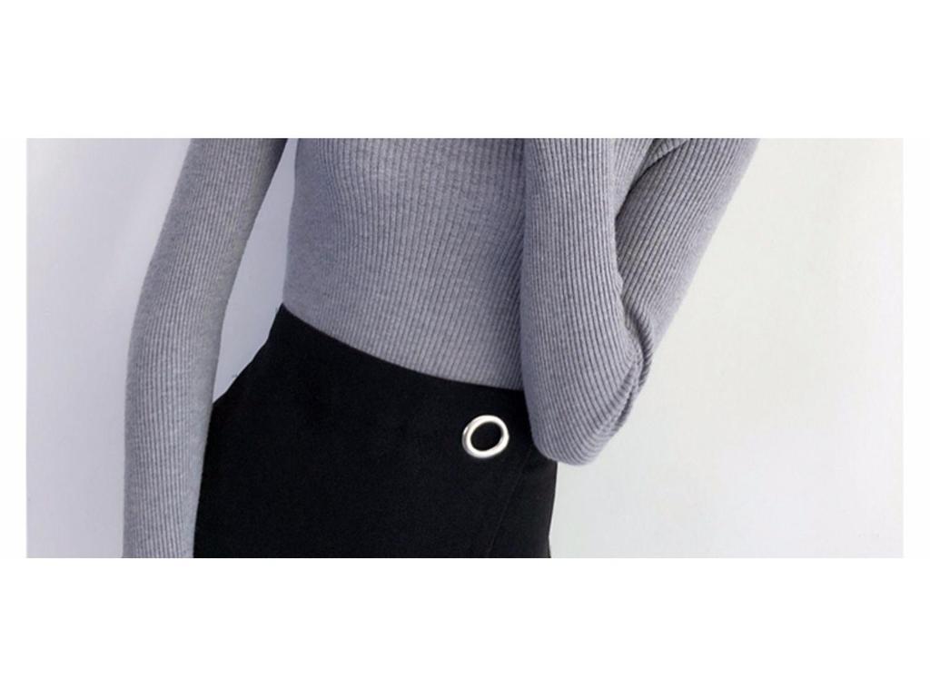 Женский черный облегающий вязаный свитер с полувысоким воротником 2022 года на весну и осень