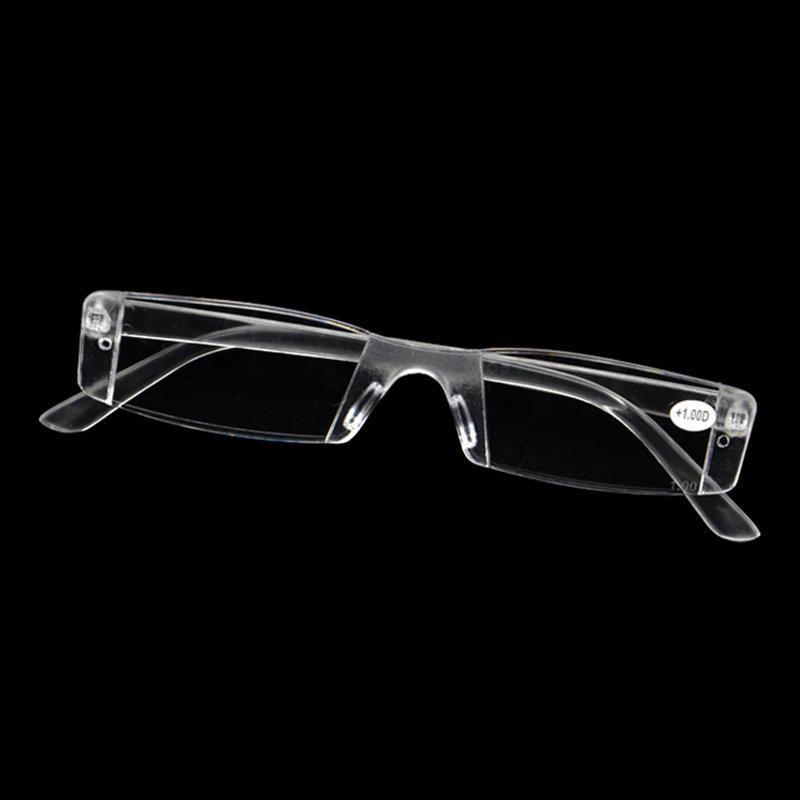 Transparent Presbyopia Reading Glasses Unisex Clear Plastic Fashion Rimless Eyeglasses Resin High Quality