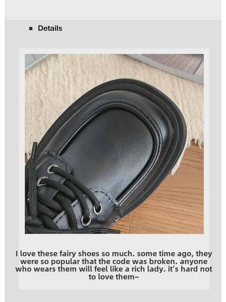 Женские черные кожаные мокасины Mary Jane 2024 года: Британский стиль на толстой подошве — идеально подходит для осенних юбок.