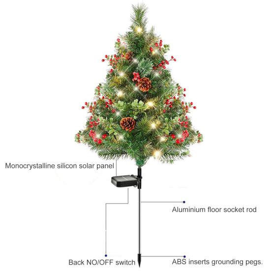 23-дюймовый светящийся искусственный рождественский наполнитель для урны, предварительно освещенная рождественская сосна с шишками, красными ягодами, треногой-колышком и светодиодной подсветкой, наполнитель для уличного крыльца