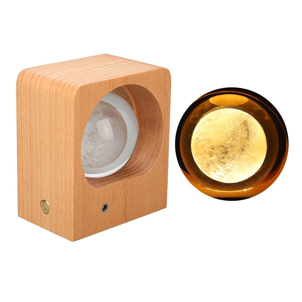 Crystal Ball Night Light with Beech Shelf Pattern Lettering Vintage Decoration Glass Ball Night Lamp for Home