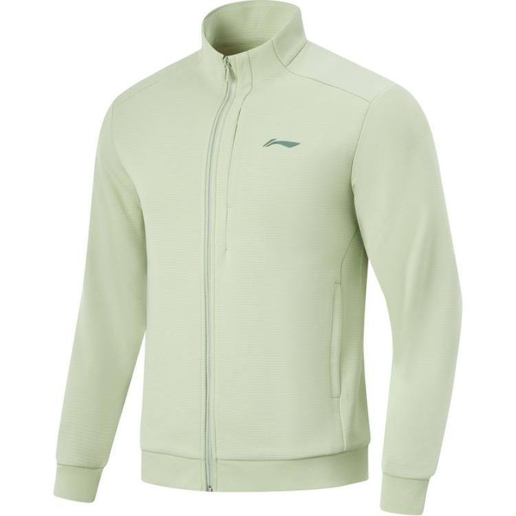 Li Ning Fitness Series Brand Logo Casual Comfortable Stand Collar Cardigan Sweatshirt Men Sweatshirt Bean-Paste-Green AWDU395-2