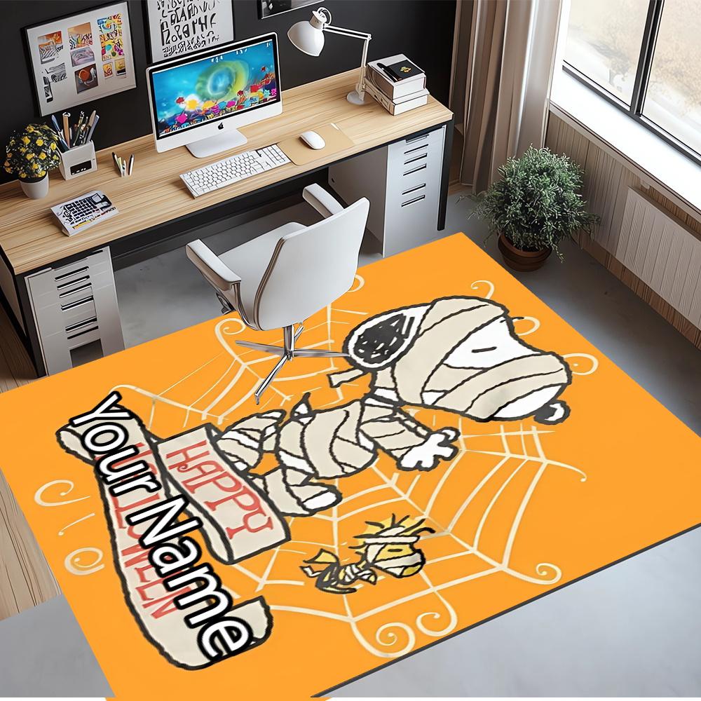 Custom Name Snoopy Printed Carpet, Rug for Office Chair Living Room Bedroom Kitchen Room Decor Gifts.