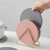 Triangle Coaster Holder Stand Rack Dish Drink Coaster Plate Support Kitchen Metal Iron Storage Display Holder
