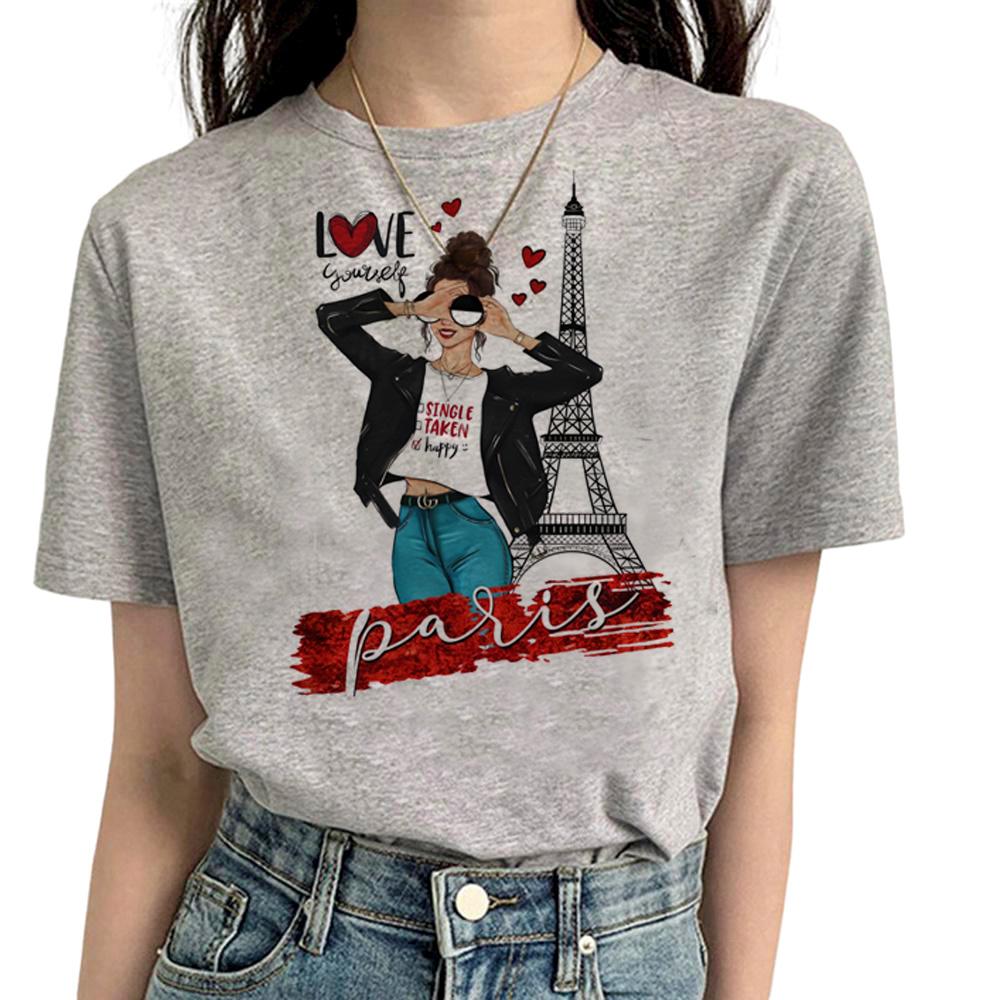 Paris Tshirt Women Y2K Streetwear T Shirt Girl Y2k 2000s Manga Clothes