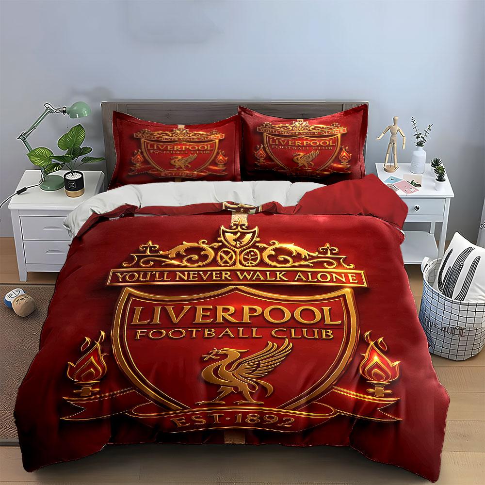 Liverpool Football Club Set Bedding Duvet Cover Set Duvet Cover Pillowcases (1 * Duvet Cover 2 * Pillowcases, without duvet insert)