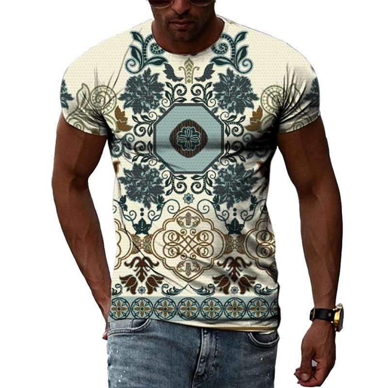 Летняя модная национальная характеристика 3D-печать графика личность хип-хоп культура мужчины круглый вырез короткий рукав футболка