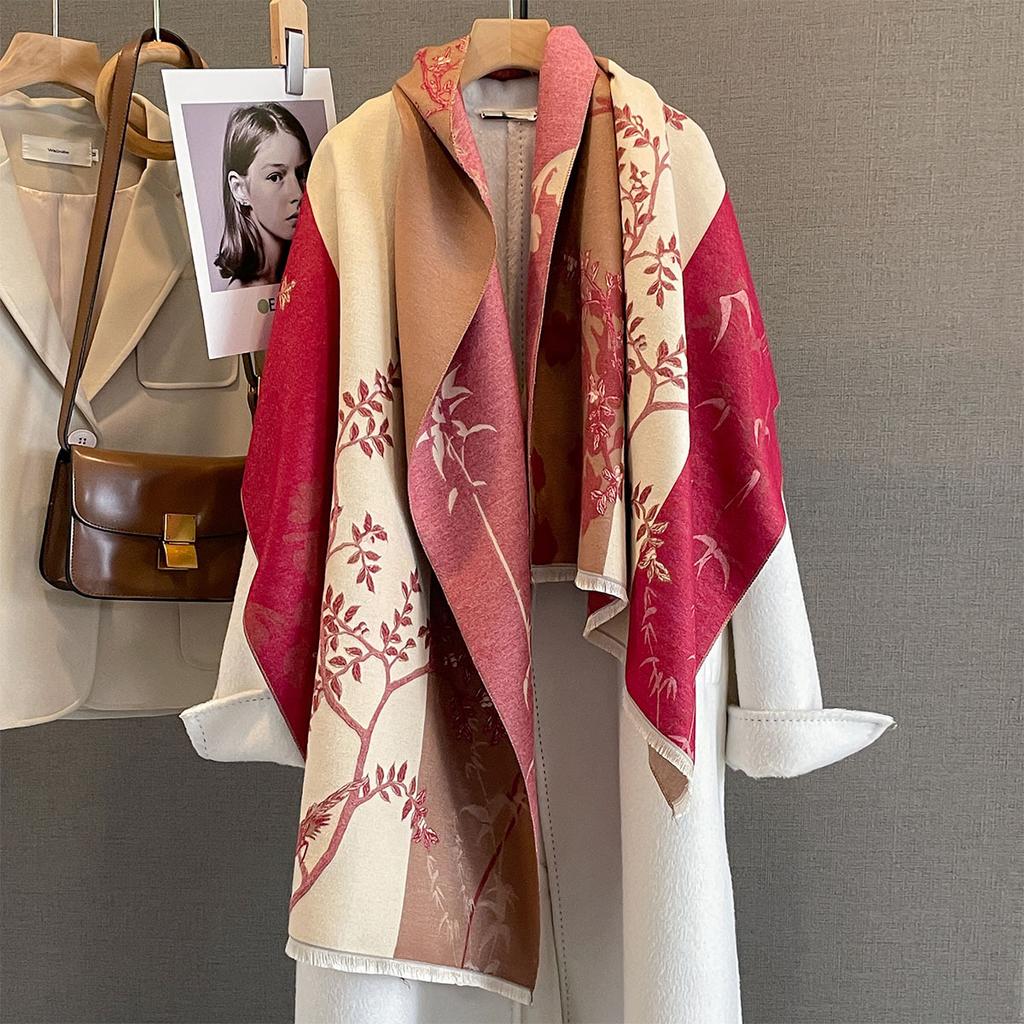 Autumn Winter Thick Warm Shawl Color Matching Cashmere Scarf Luxury Fashion Retro Designer Scarves Bufanda Poncho Echarpe Stoles