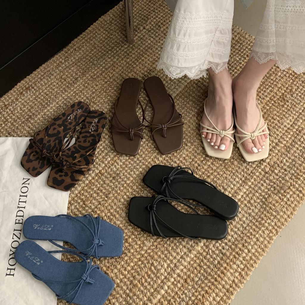 2025 Spring and Autumn New Fashion Versatile High-end Temperament Toe Cool Slippers Fairy Shoes Outside French Style