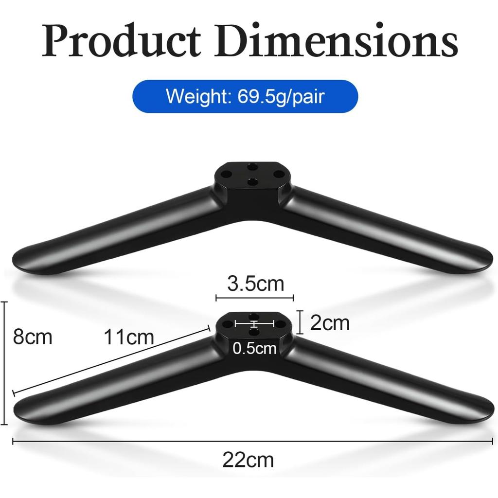 2 Pcs TV Stand Legs, Table Top TV Stand Base Replacement Bracket, Universal TV Legs Compatible with Samsung LG Sharp TVs Most 32-65 inch