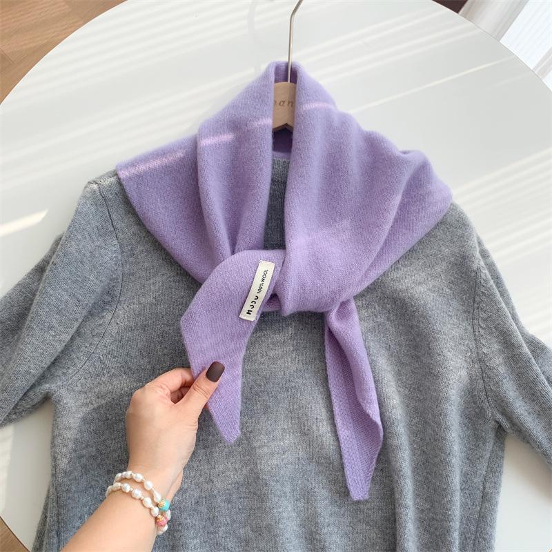 Женский вязаный треугольный шерстяной платок-шаль - Осенне-зимний многофункциональный теплый головной платок