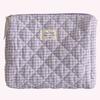 Women Checkered Makeup Bag Fashion Sweet Cotton Makeup Brushes Storage Bag Soft Fabric Organizer Pouch Cute Travel Toiletry Bag