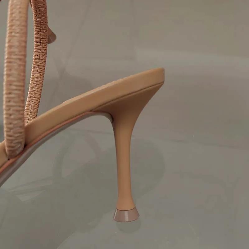 Мода 2025 Женские Босоножки на Высоком Каблуке Блестящие Стразы Острый Носок Слингбэки Дизайнерские Летние Сетчатые Элегантные Женские Туфли для Вечеринки Свадьбы