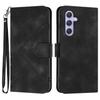 For Samsung Galaxy A55 5G Wallet Case Line Imprinted PU Leather Phone Cover with Strap