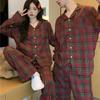 2024 Autumn Loose-Fit Couple Pajama Set - Long Sleeve Christmas Plaid Flannel Homewear