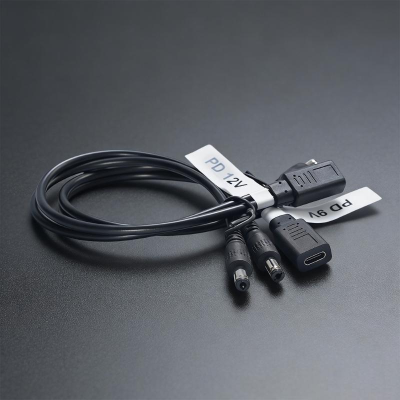 USB C к двойному DC-кабелю питания 5,5x2,1 мм 9 В 12 В 3 А для светодиодных лент, роутера, вентилятора, динамика, зарядки