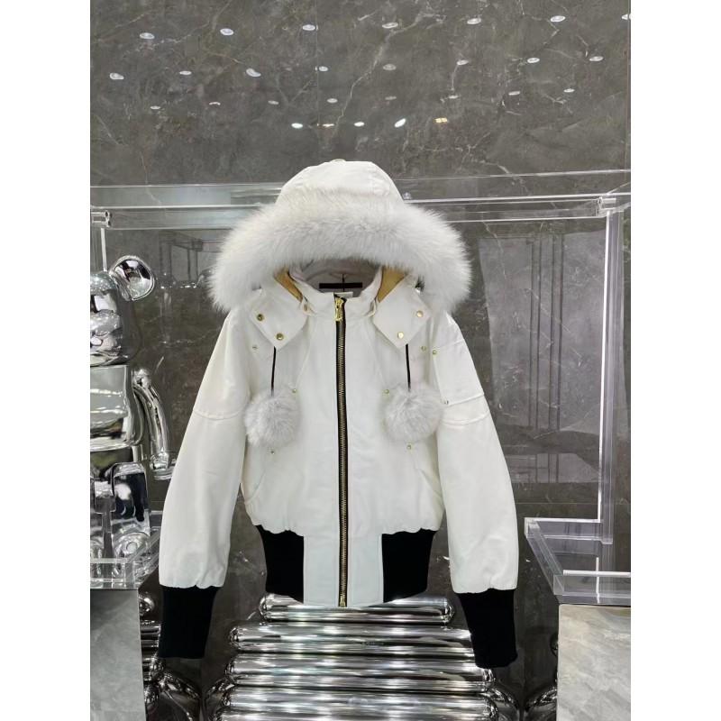 2026 Womens Down Jacket With Detachable Fox Fur Hood 85-90% White Duck Ultra-Short Warm Winter Coat