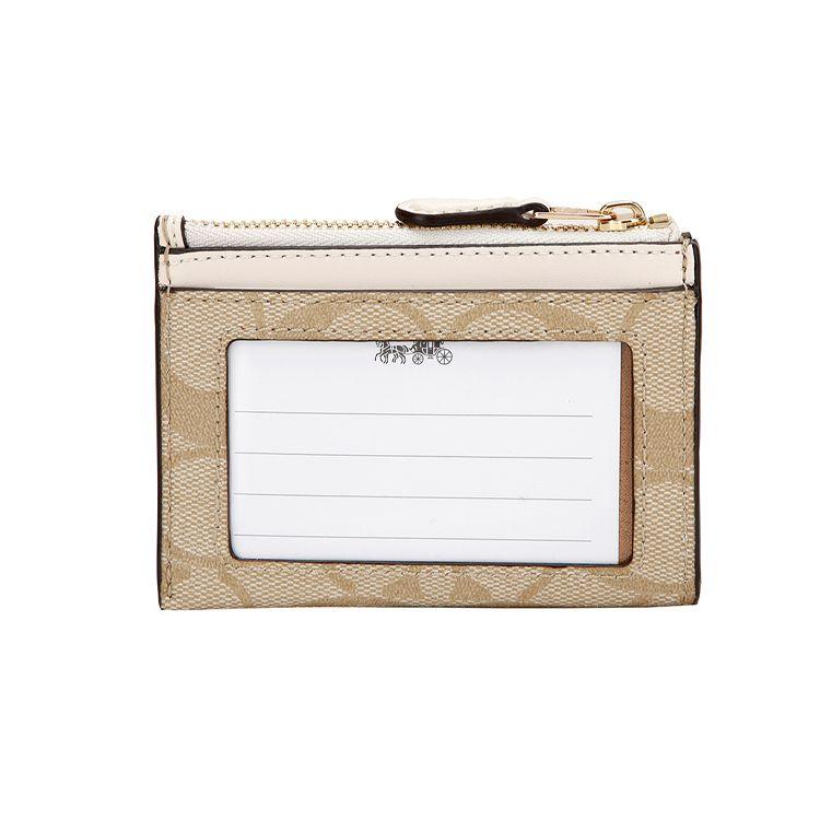 Coach Мини-клатч-кошелек Skinny 11 с монограммой из покрытого канваса и кожи для женщин Белый Хаки 88208-IMDQC