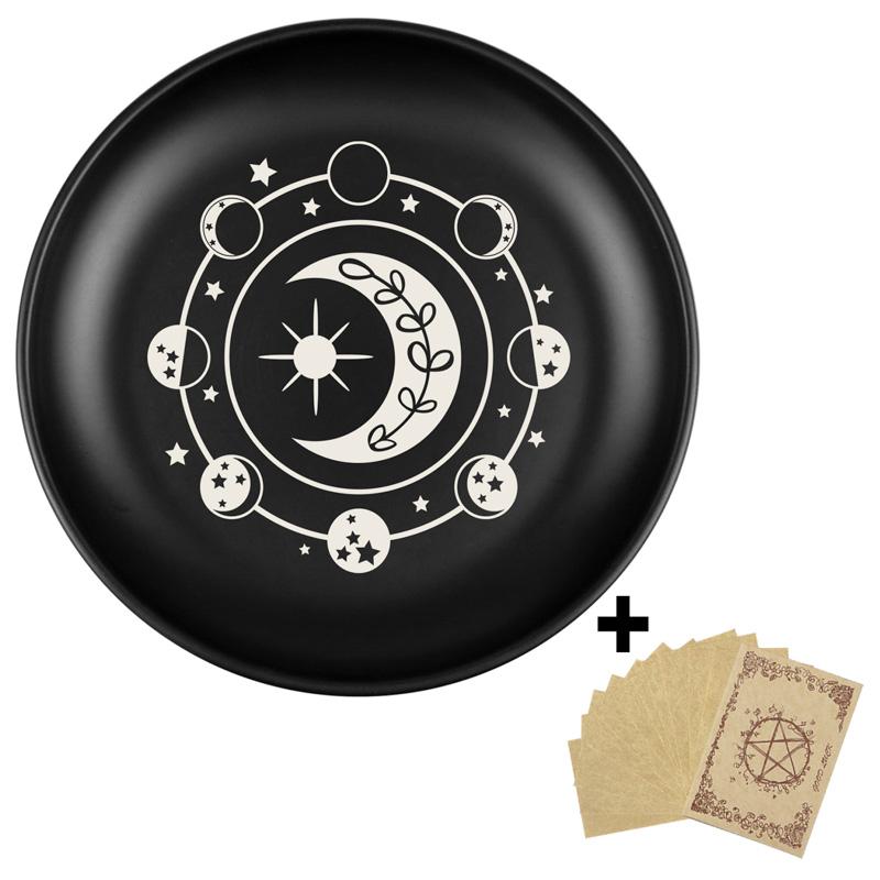 5.5inch Decorative Jewelry Dish Moonphase Decorative Tray Multiple Use Storage Plate for Crystal Sage Ritual Incense Holder Tray