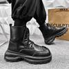 Мода Новинка Осень/Зима 2024 Мужская повседневная обувь с высоким берцем, теплая, модные ботильоны для мужчин в британском стиле, кожаные ботинки на толстой подошве для снега
